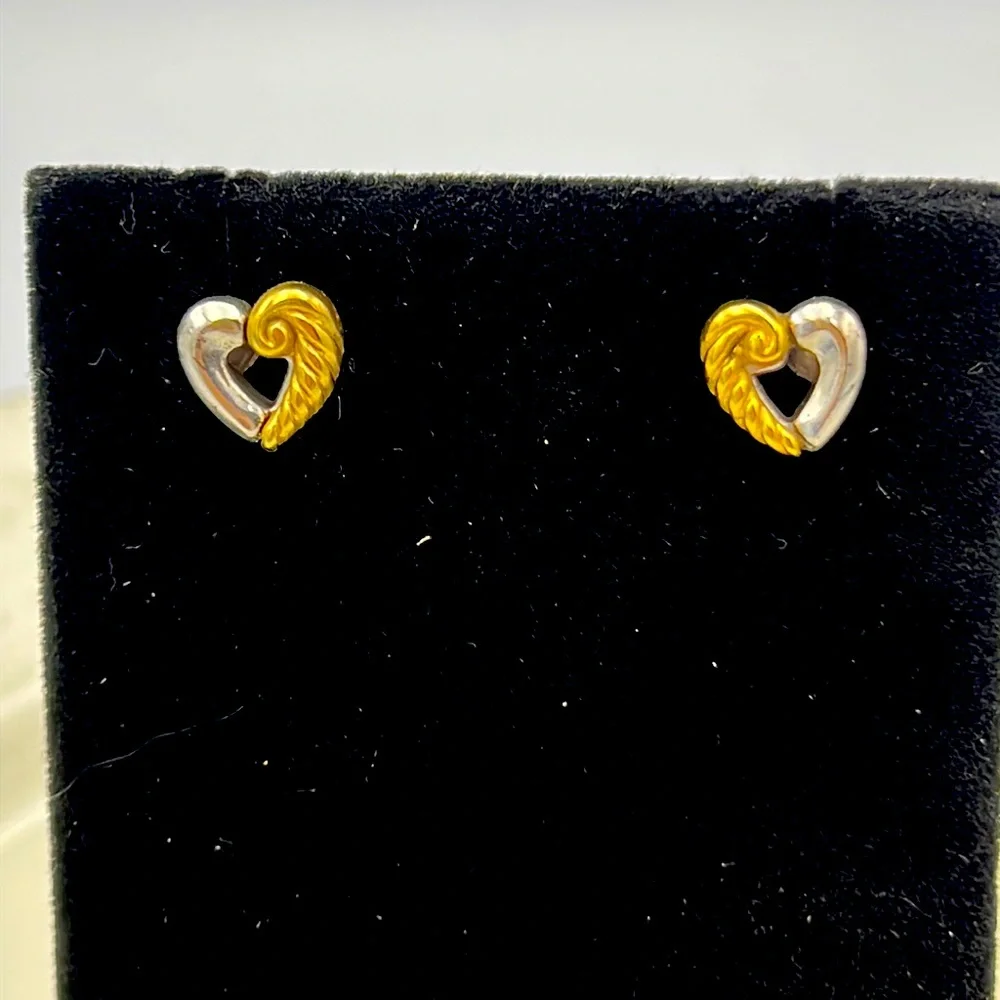 Brighton Open Heart Gold Silver Stud Earrings